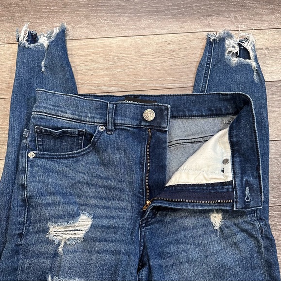 Express High Waisted Denim Perfect Stretch Ripped Ankle Skinny Jeans 4 Regular - Picture 15 of 16